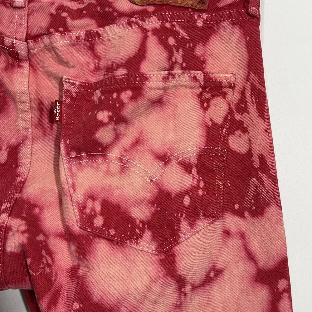 Levis 501 Custom Tie Dye Button Fly Jeans Pink Salmon Red Wash Pants Men 32x32